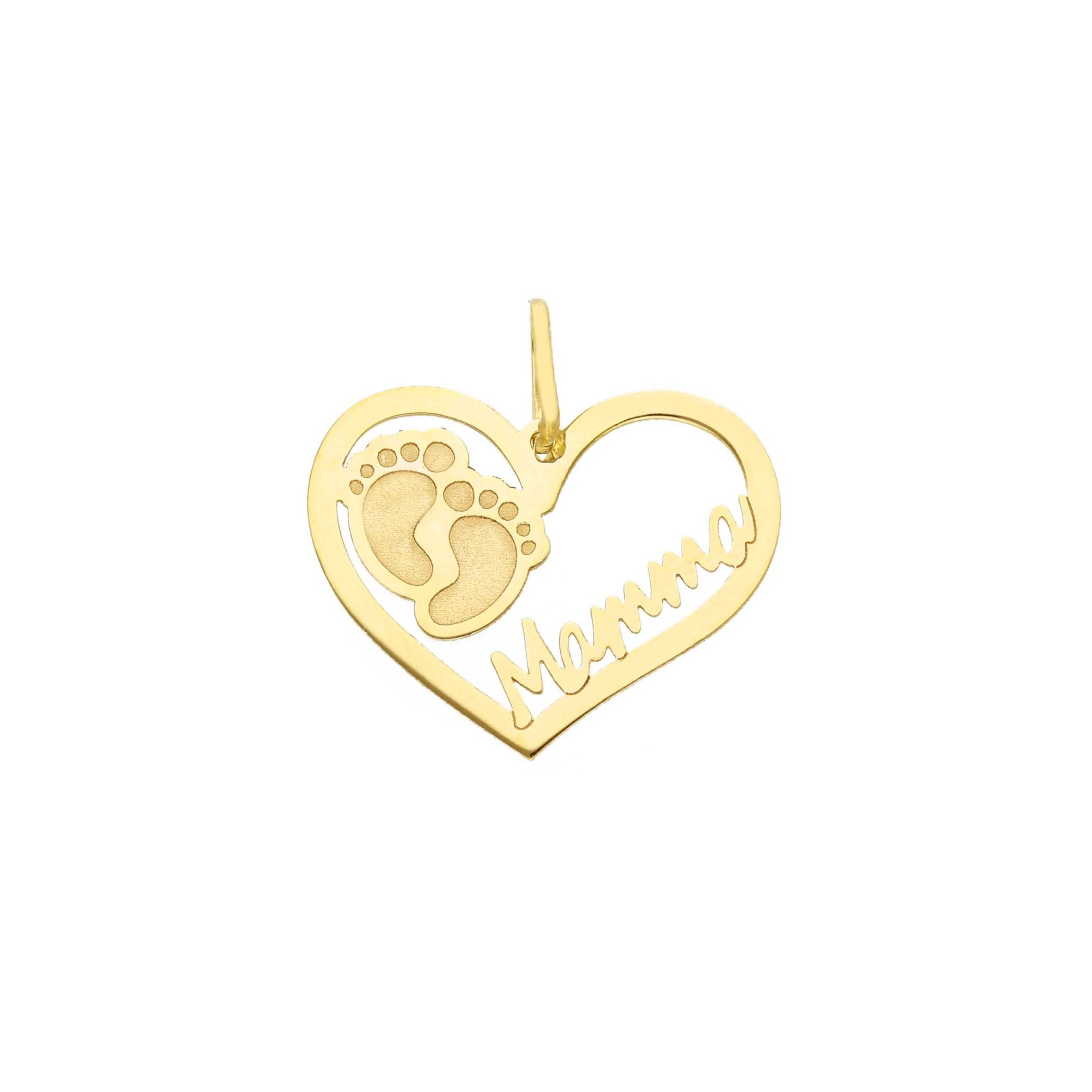 Colgante Coraz&oacute;n Mam&aacute; en Oro Amarillo de 9kt - LUXURY MILANO