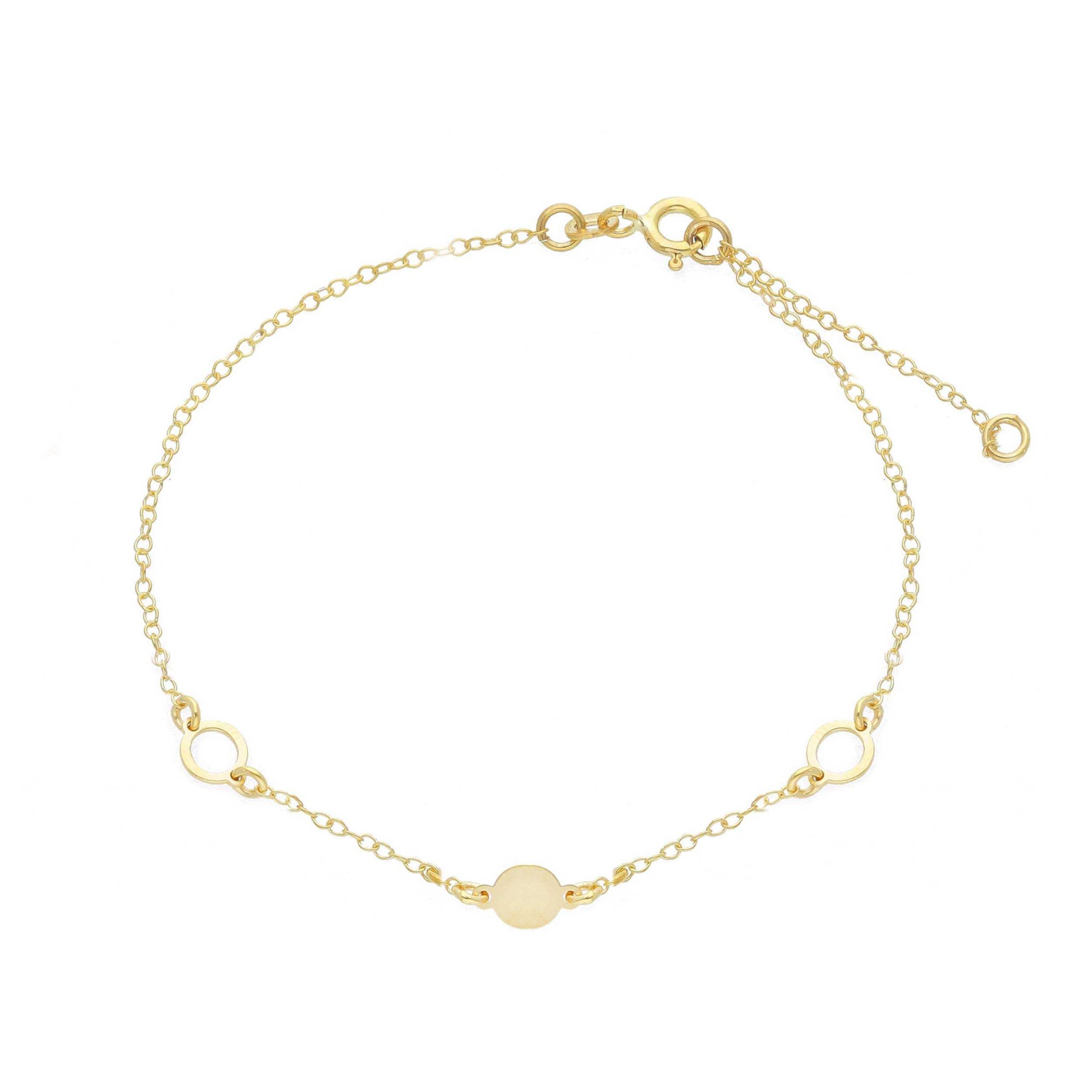 Pulsera en Oro Amarillo de 9kt con C&iacute;rculos Huecos y Macizos - LUXURY MILANO