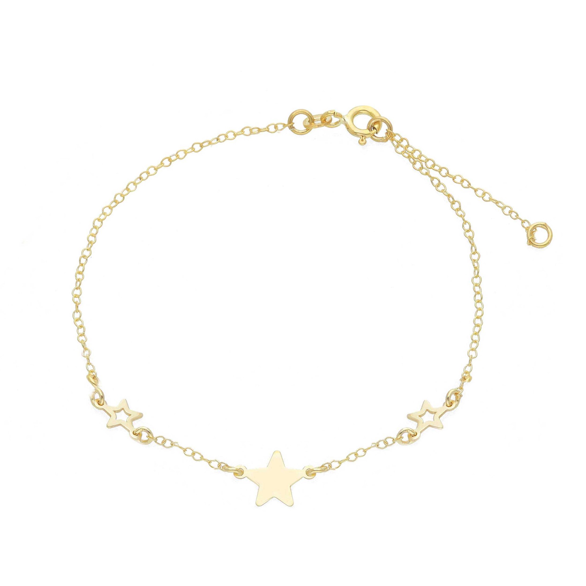 Pulsera en Oro Amarillo de 9kt con Tres Estrellas - LUXURY MILANO
