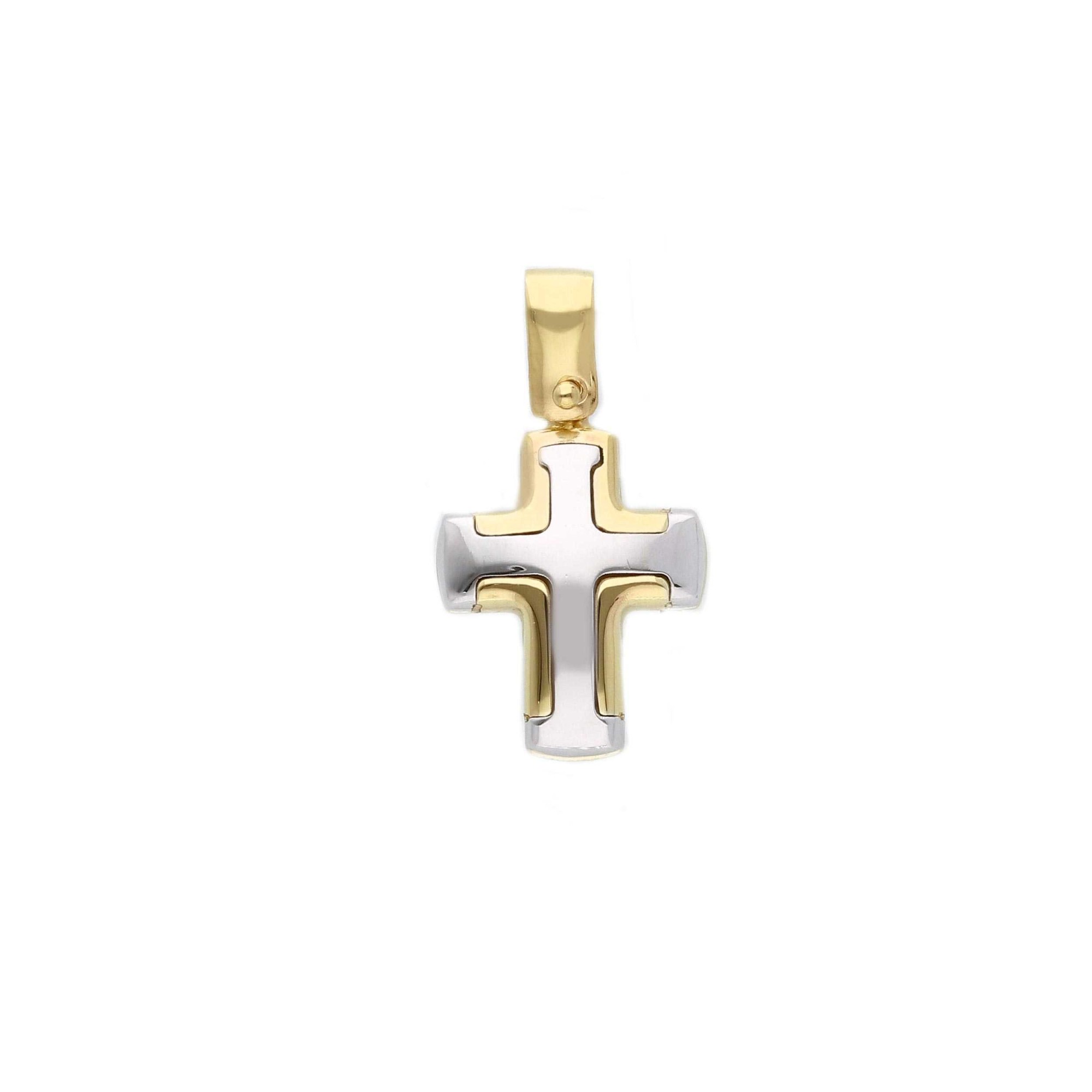 Colgante Cruz para Hombre en Oro Amarillo y Blanco de 9kt - LUXURY MILANO