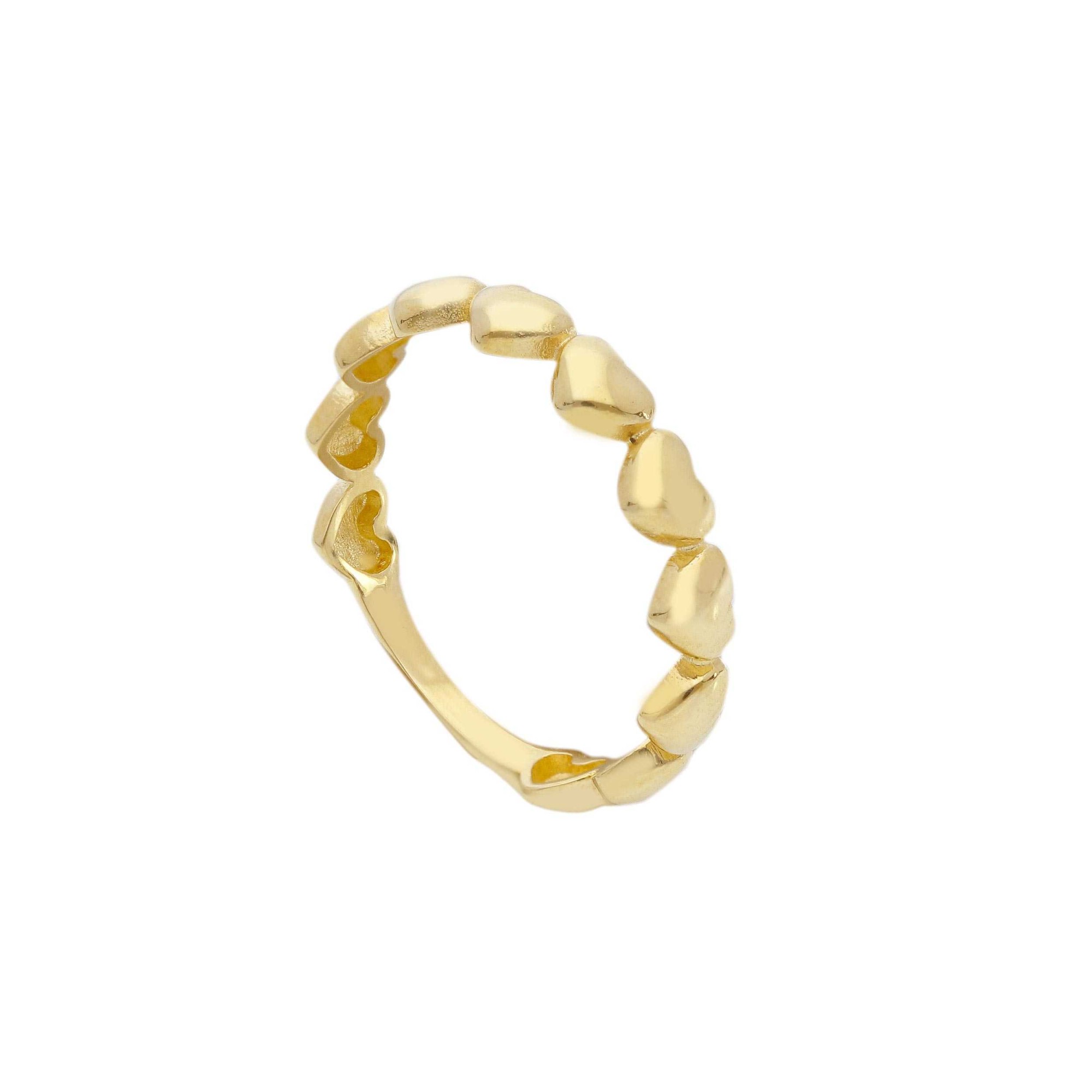 Anillo Tipo Alianza en Oro Amarillo de 9kt con Corazones - LUXURY MILANO