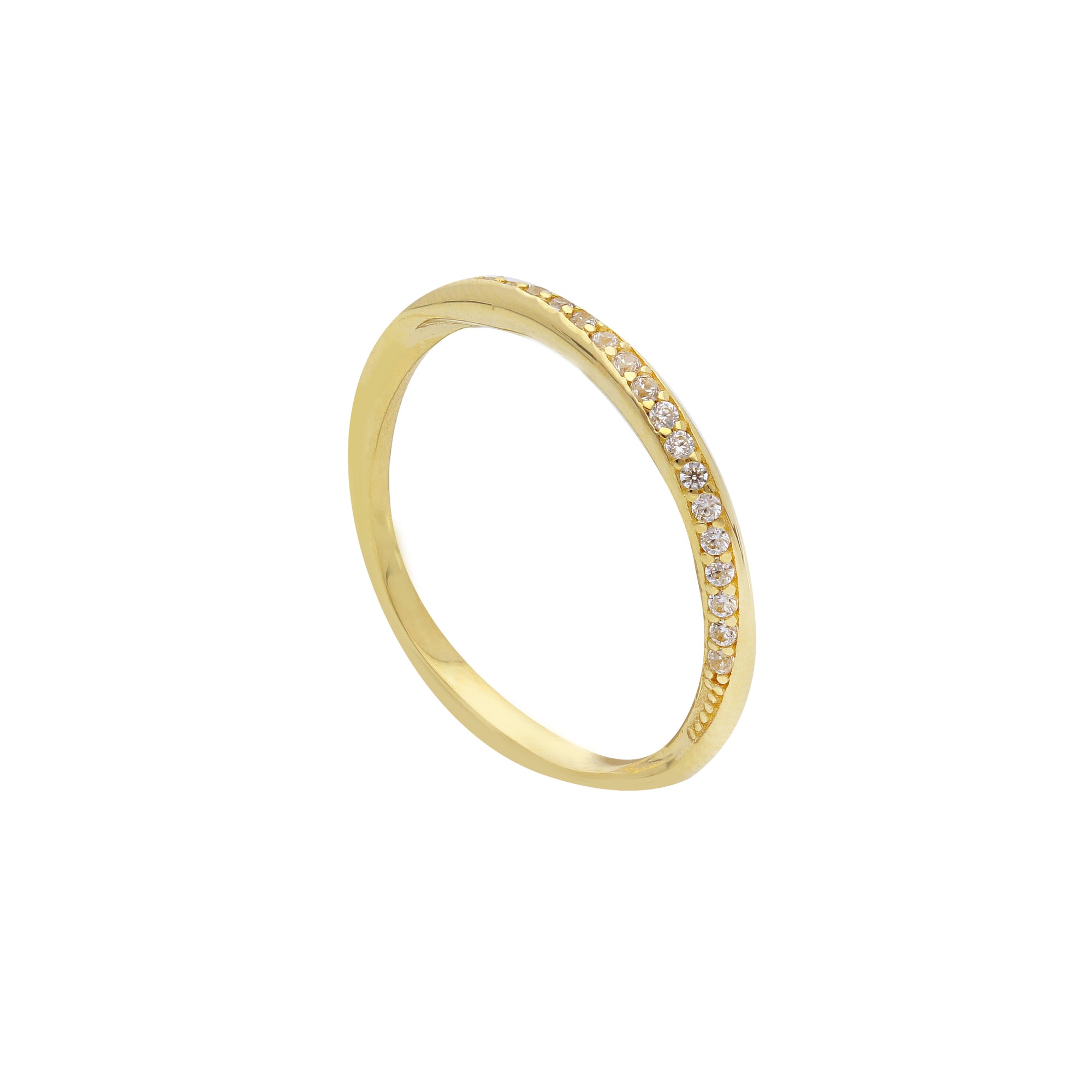 Anillo Tipo Alianza en Oro Amarillo de 9kt con Circonitas - LUXURY MILANO