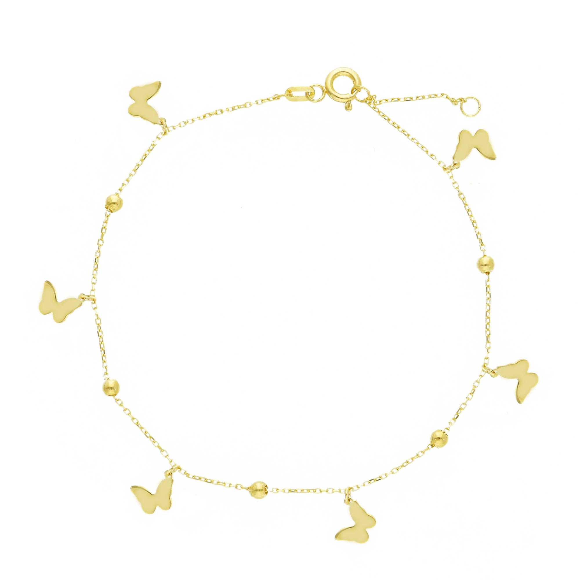 Pulsera en Oro Amarillo de 9kt con Charms de Mariposa - LUXURY MILANO
