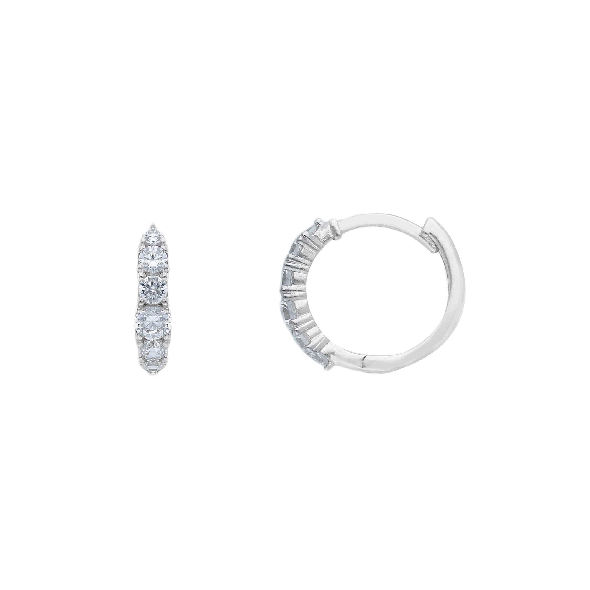 Hoop Earrings in White Gold with Zirconia - LUXURY MILANO