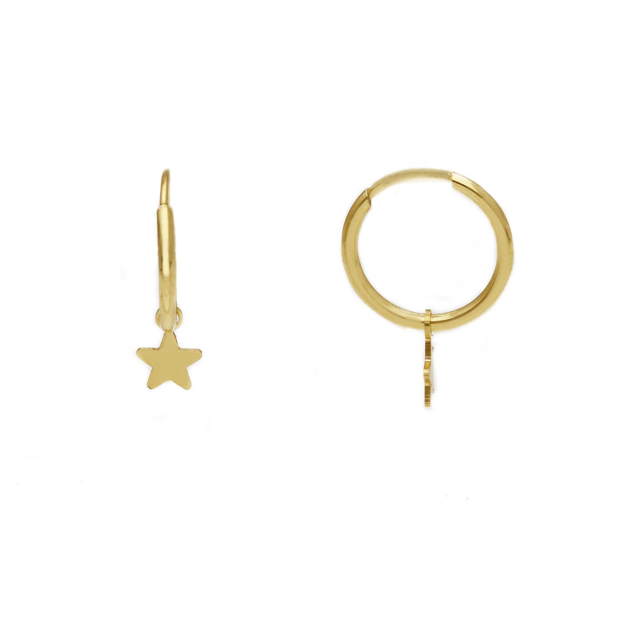 Pendientes de Aro en Oro Amarillo de 9kt con Charm de Estrella - LUXURY MILANO