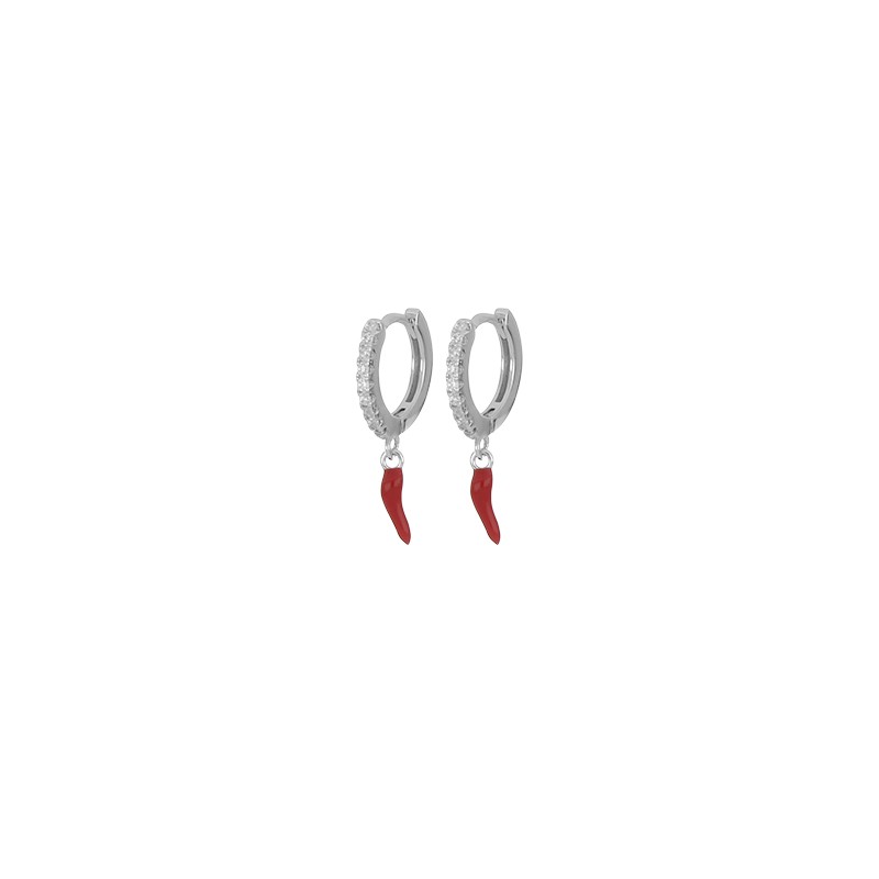 Hoop earrings zirconia minni red horns 925 silver - LUXURY MILANO
