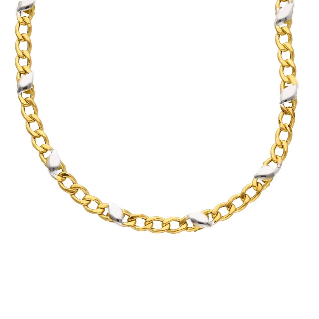 Collar de oro amarillo y blanco con cadena. - ORO&CO