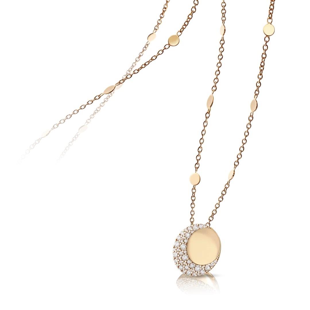Long necklace with pendant in rose gold and diamonds - PASQUALE BRUNI