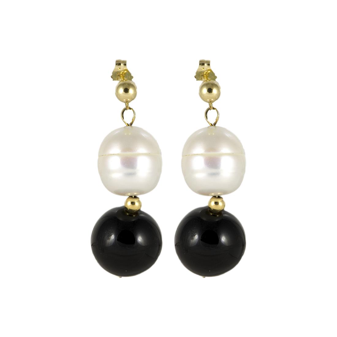 ORECCHINO IN ORO CON PERLE E ONICE - RIVIK