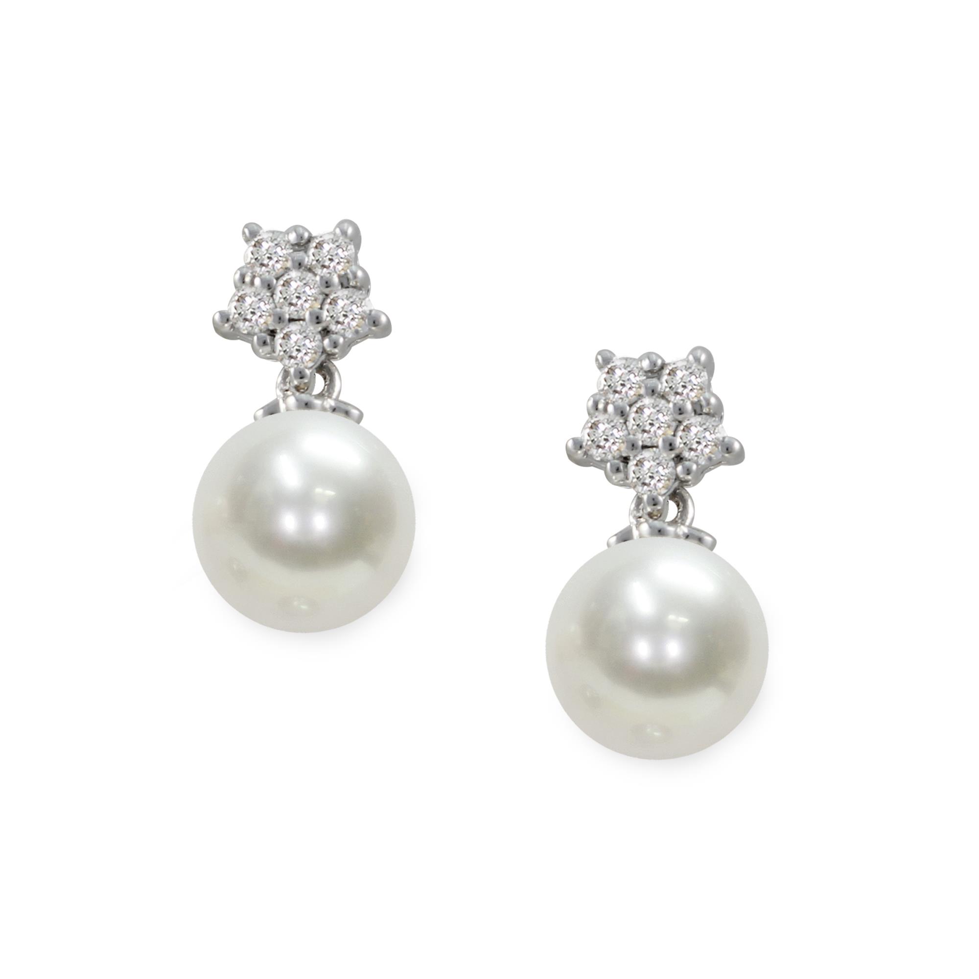 Orecchini in oro bianco 18kt con perla Akoya e diamanti - MAYUMI