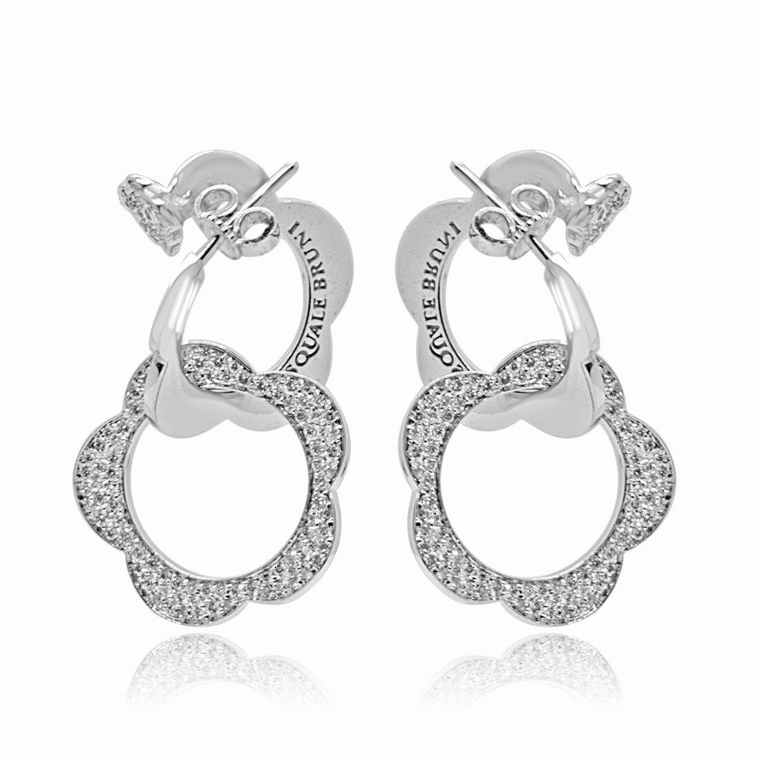 Orecchini con pendente a fiore in oro bianco con diamanti - PASQUALE BRUNI