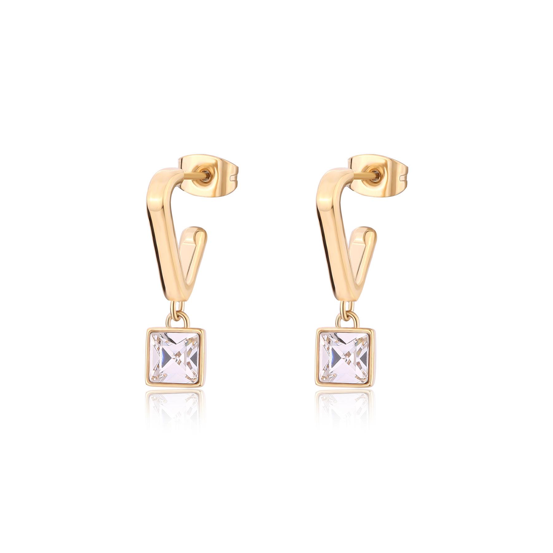 Orecchini pendenti Luce con cristallo quadrato - S