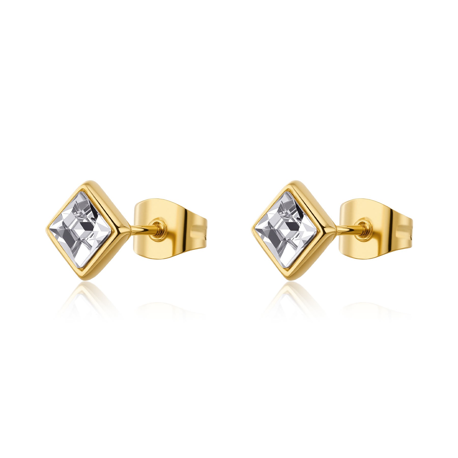 ORECCHINI AL LOBO IN ACCIAIO ORO 14K CON CRISTALLI - SAGAPÒ