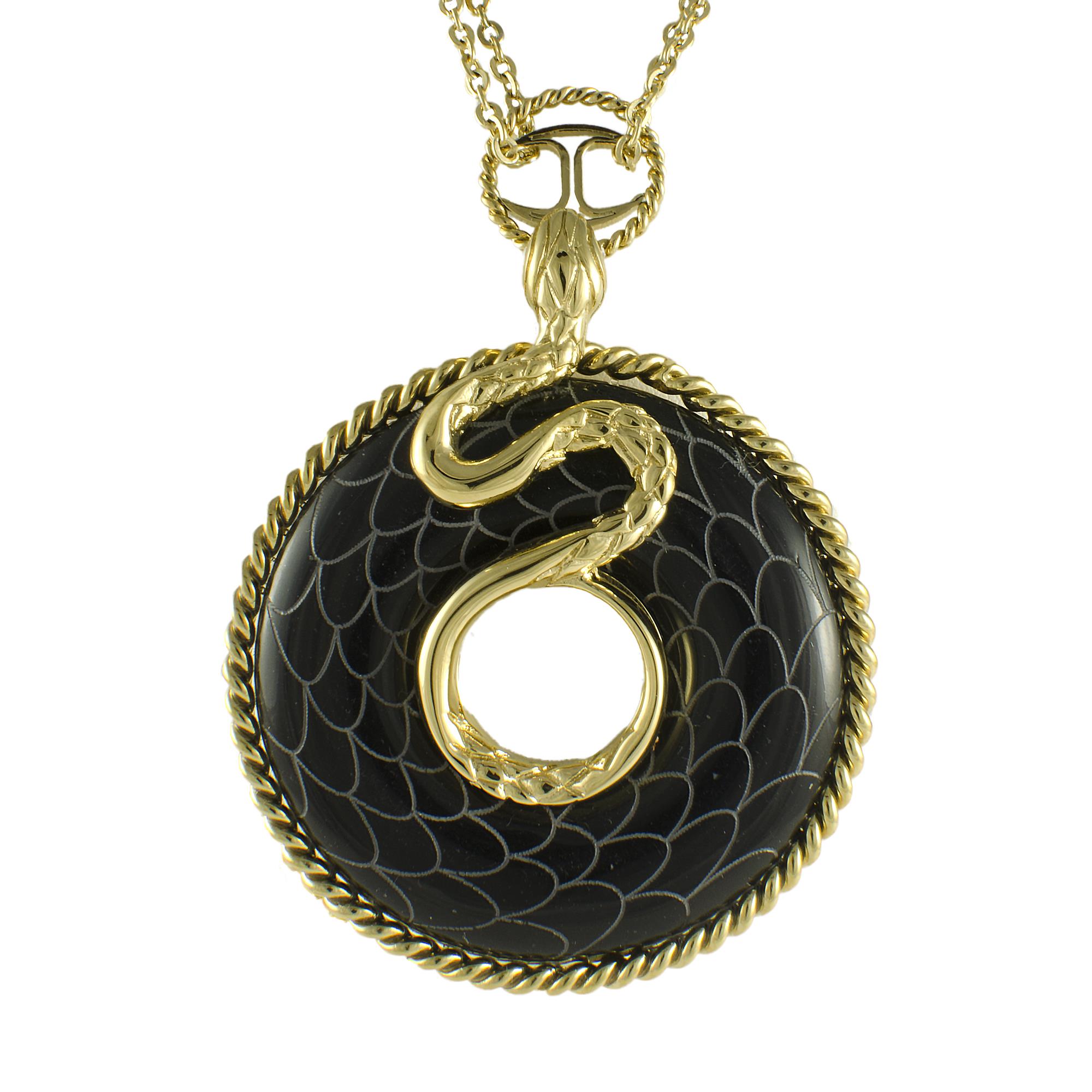 COLLANA IN ACCIAIO PLACCATO ORO E ONICE NERA - JUST CAVALLI