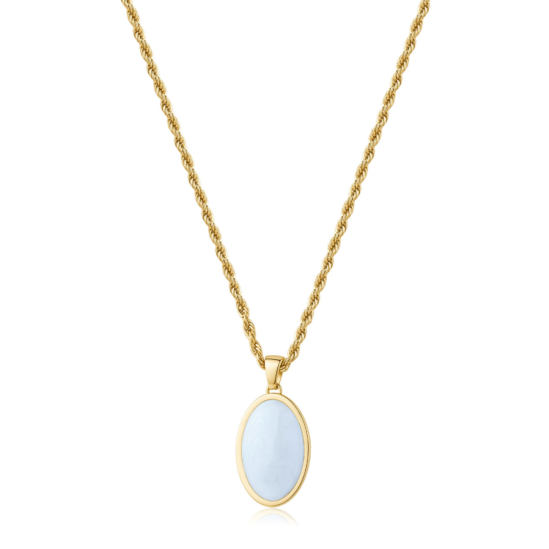 COLLANA IN ACCIAIO CON SMALTO BIANCO PERLA - SAGAPÒ