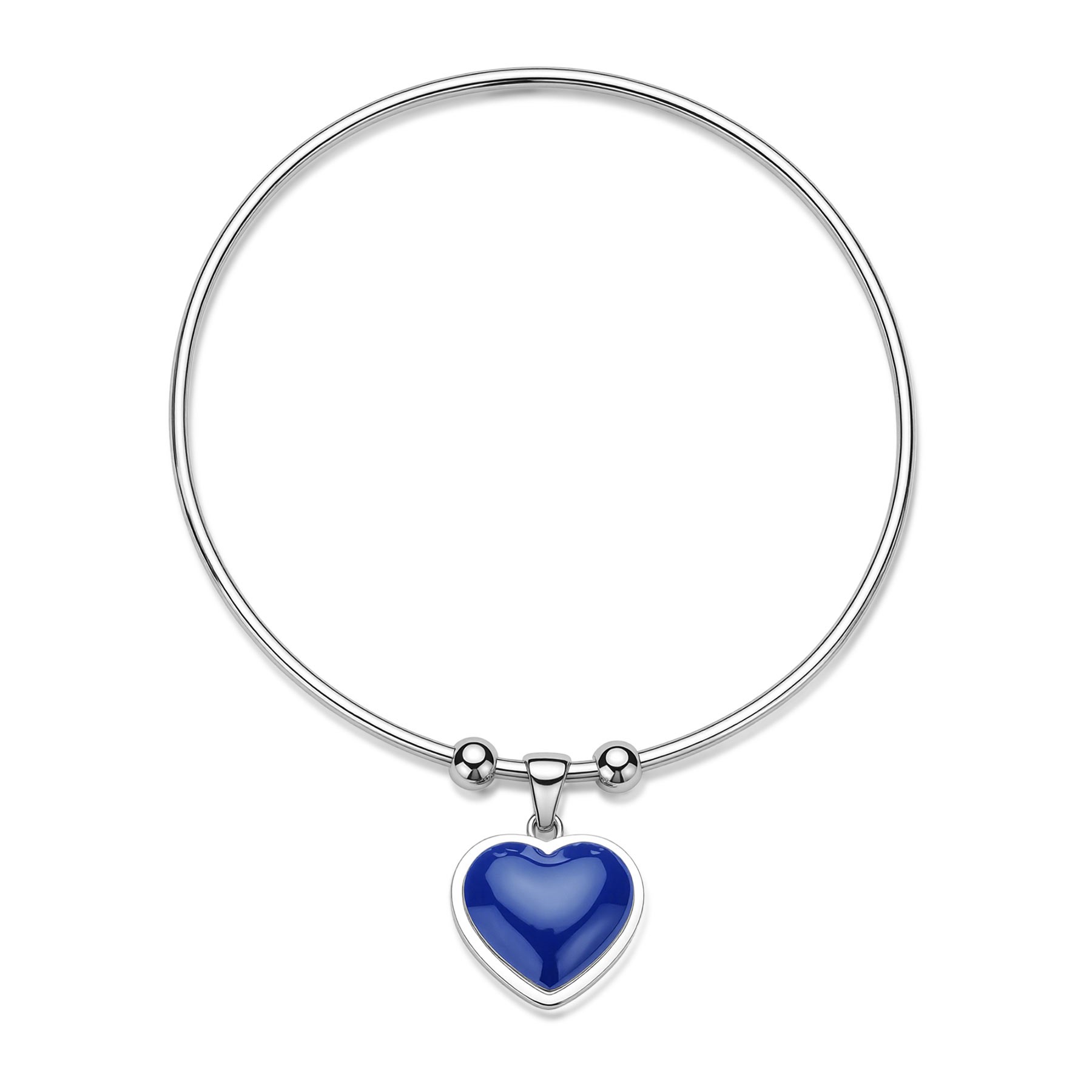 BRACCIALE RIGIDO IN ACCIAIO CON PENDENTE A CUORE E SMALTO BLU - SAGAPÒ