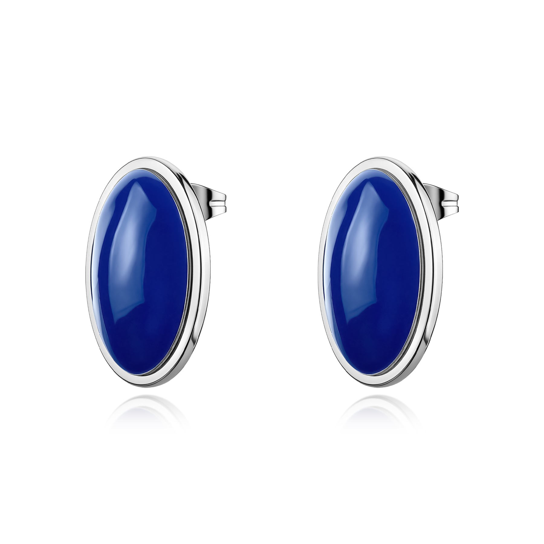 ORECCHINI IN ACCIAIO CON SMALTO BLU - SAGAPÒ