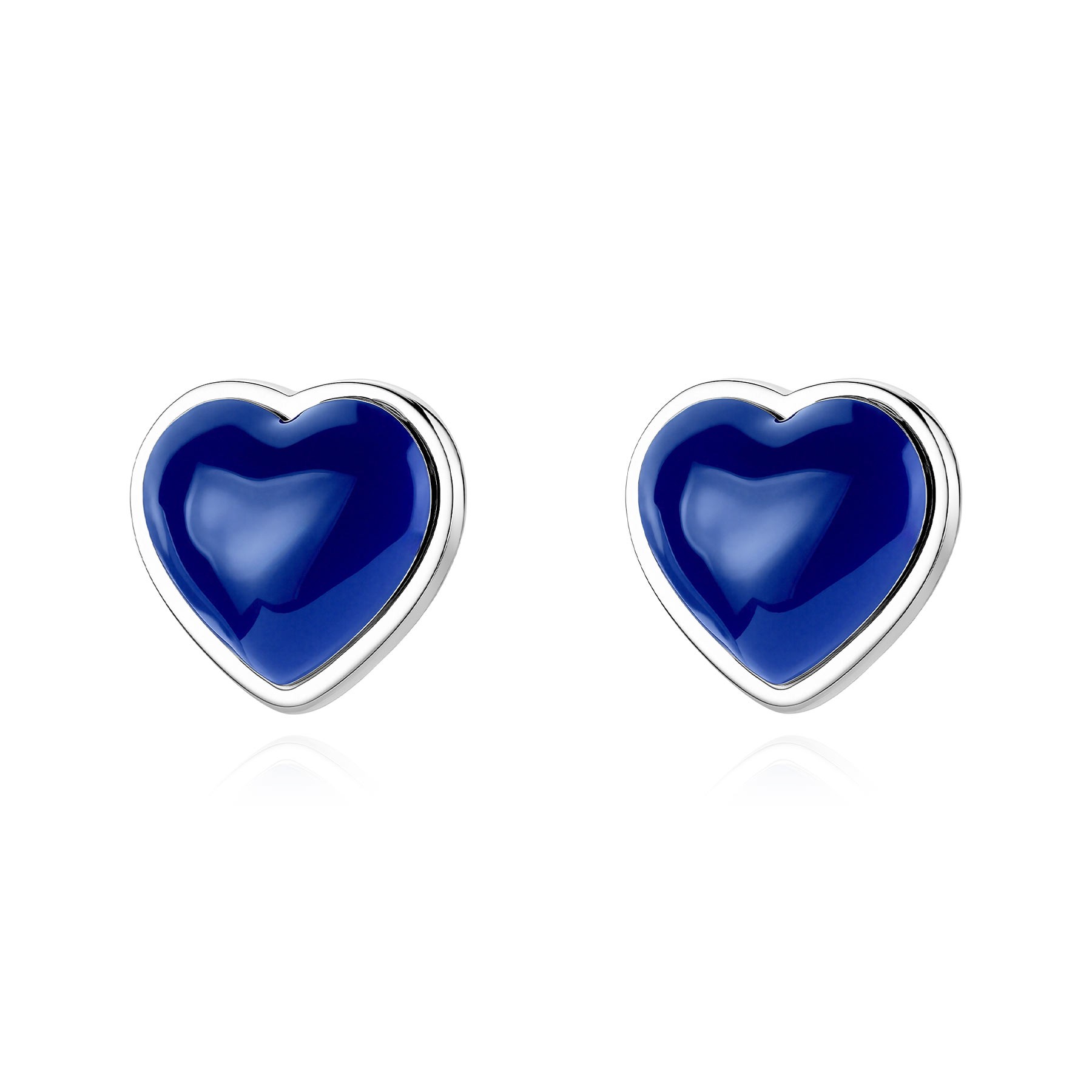 ORECCHINI A CUORE IN ACCIAIO CON SMALTO BLU - SAGAPÒ
