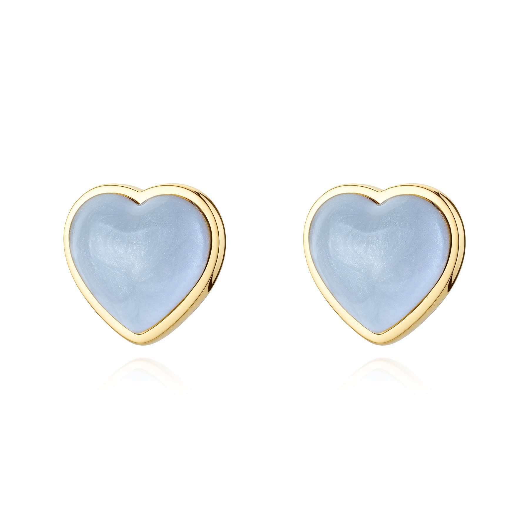 ORECCHINI A CUORE IN ACCIAIO CON FINITURA PVD ORO E SMALTO BIANCO PERLA - SAGAPÒ