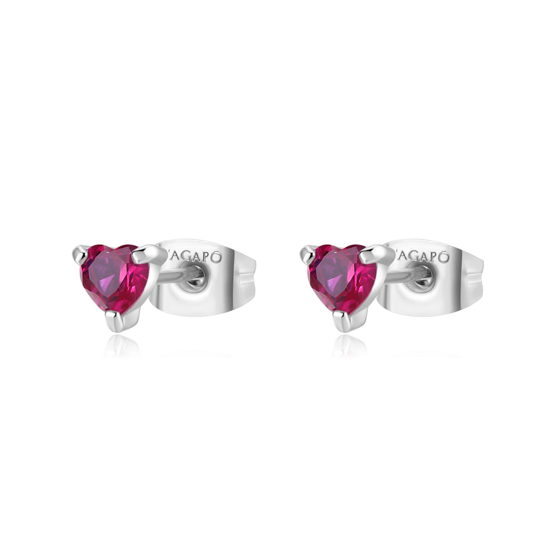 Orecchini Dazzly con cuore rosso - S