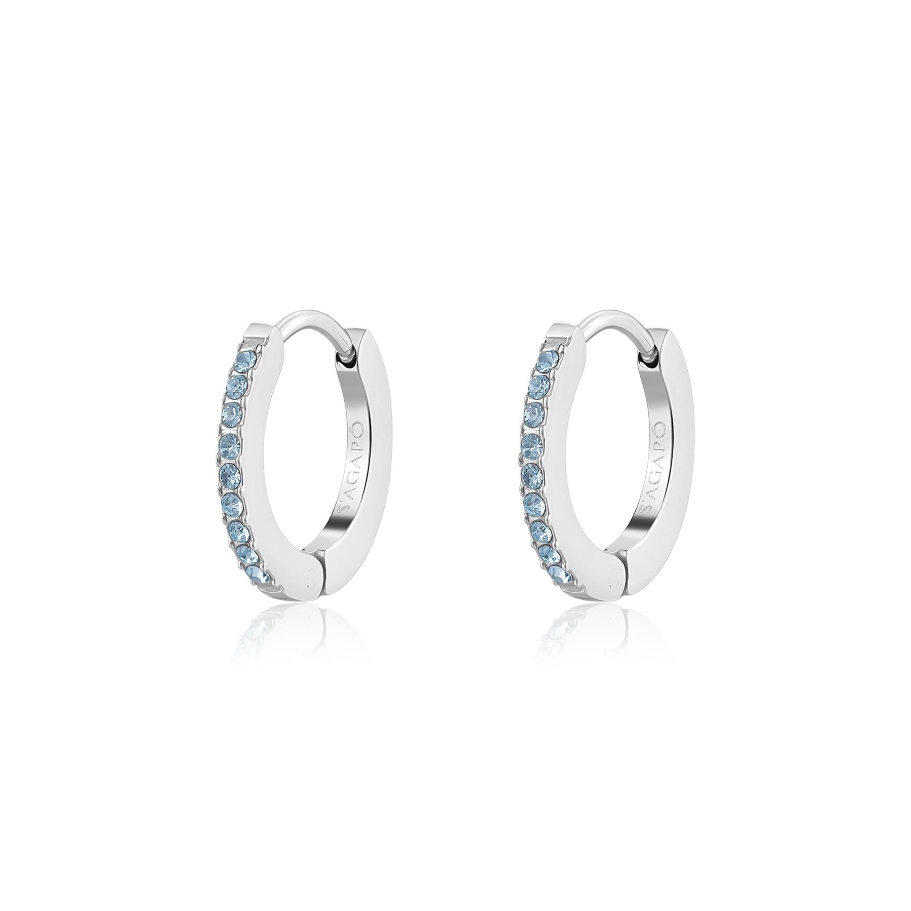 Pendientes Dazzly de aro con cristales azules claros - S