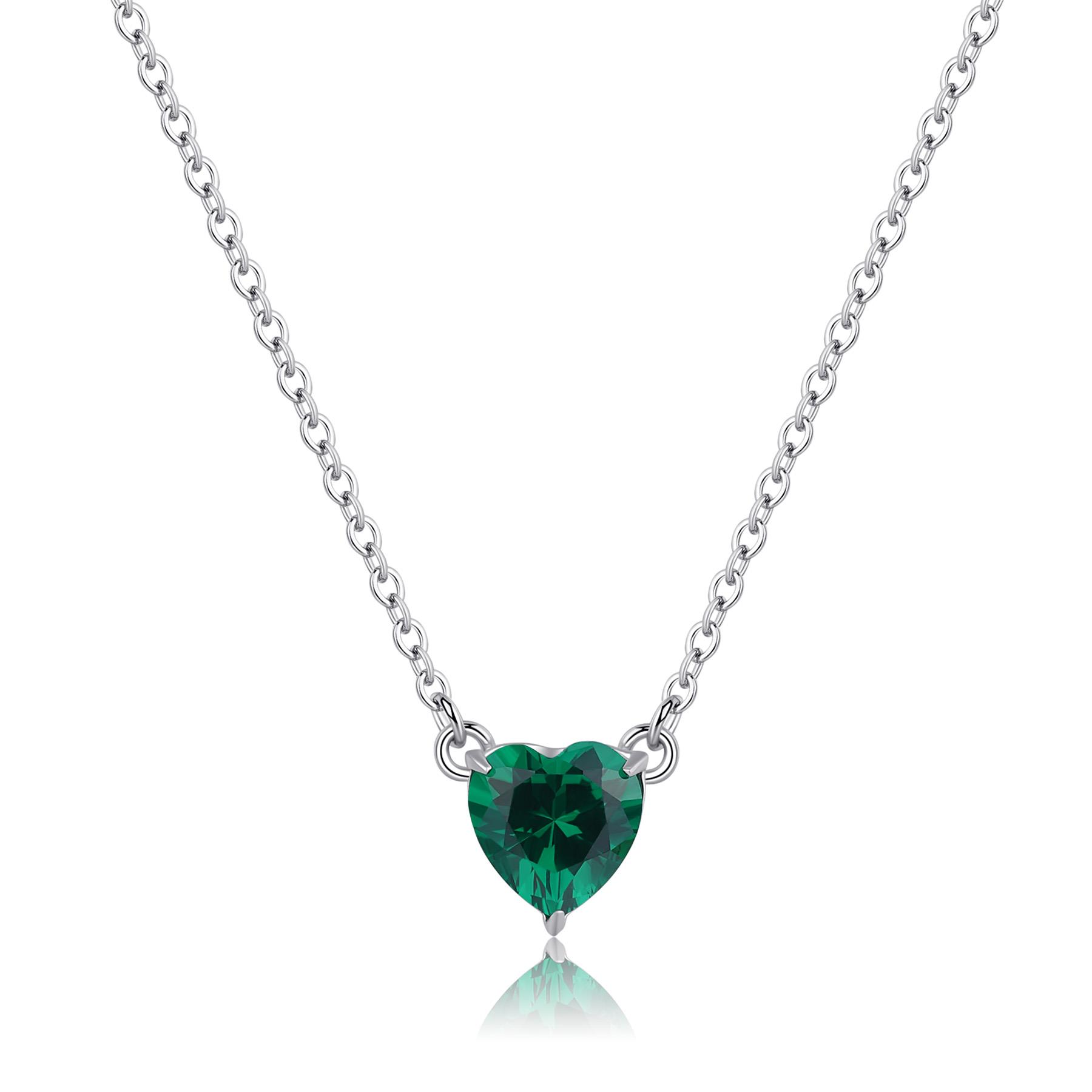 Collana Dazzly  con pendente a cuore verde - S