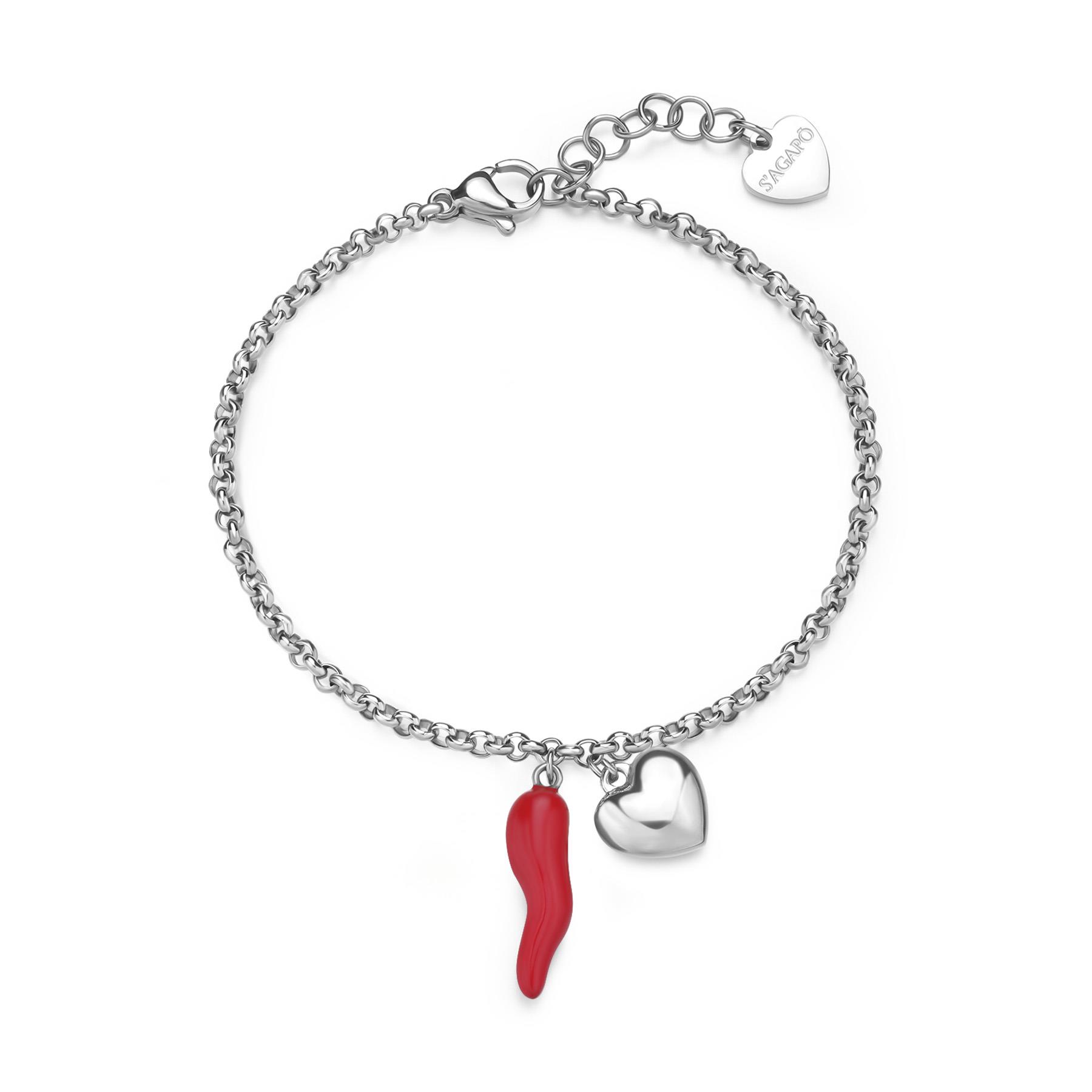 Pulsera Feelings con corazón y cornetto rojo - S