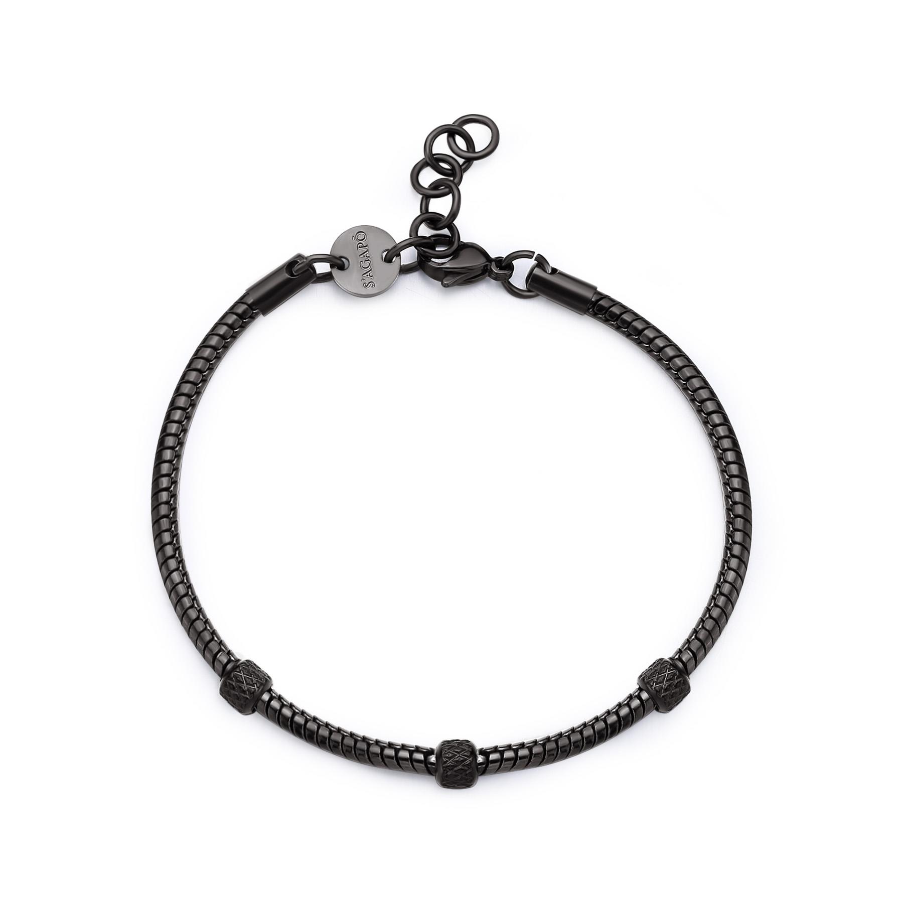 Bracciale Ripple di colore nero e gun - S