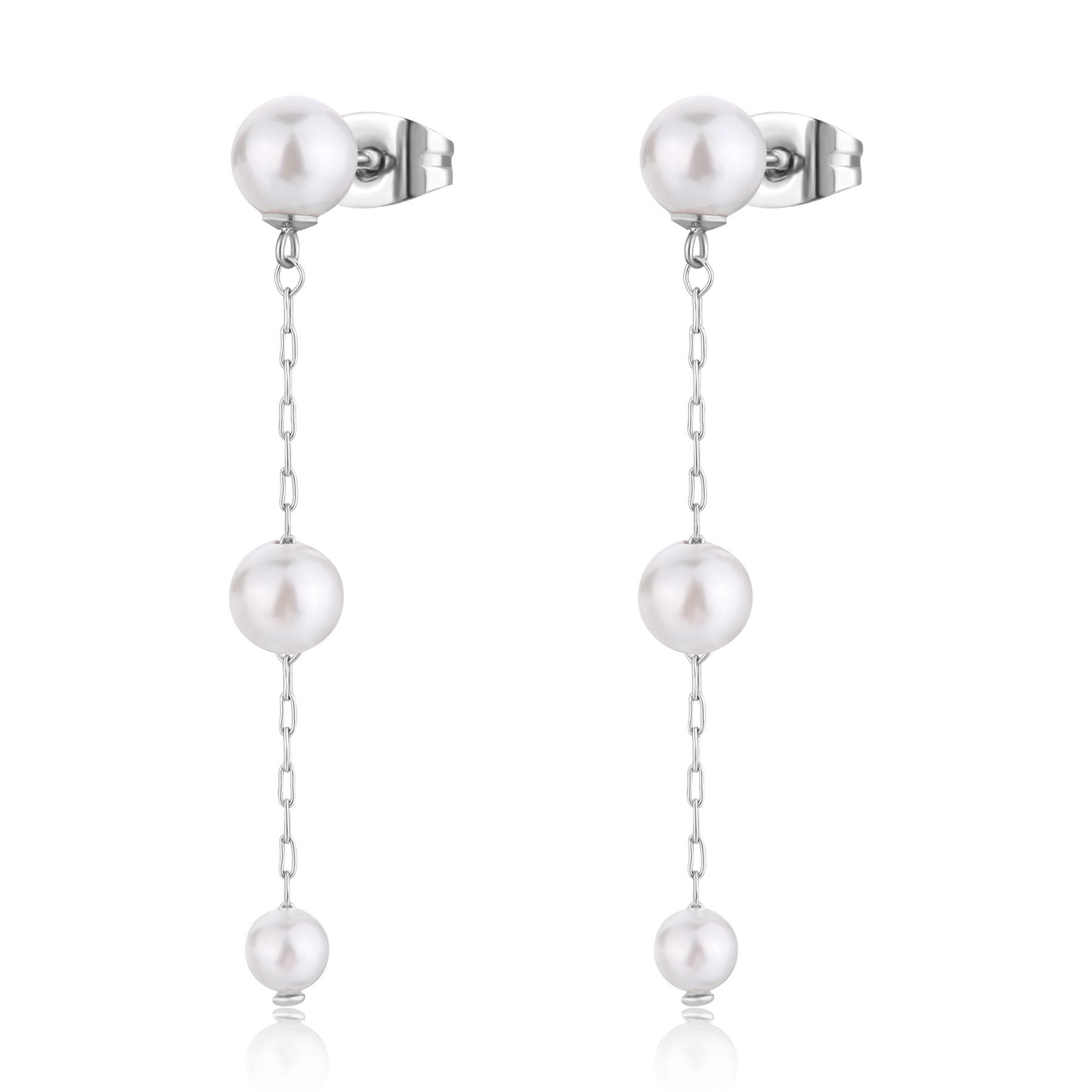 Wisdom dangling earrings with pearls - S