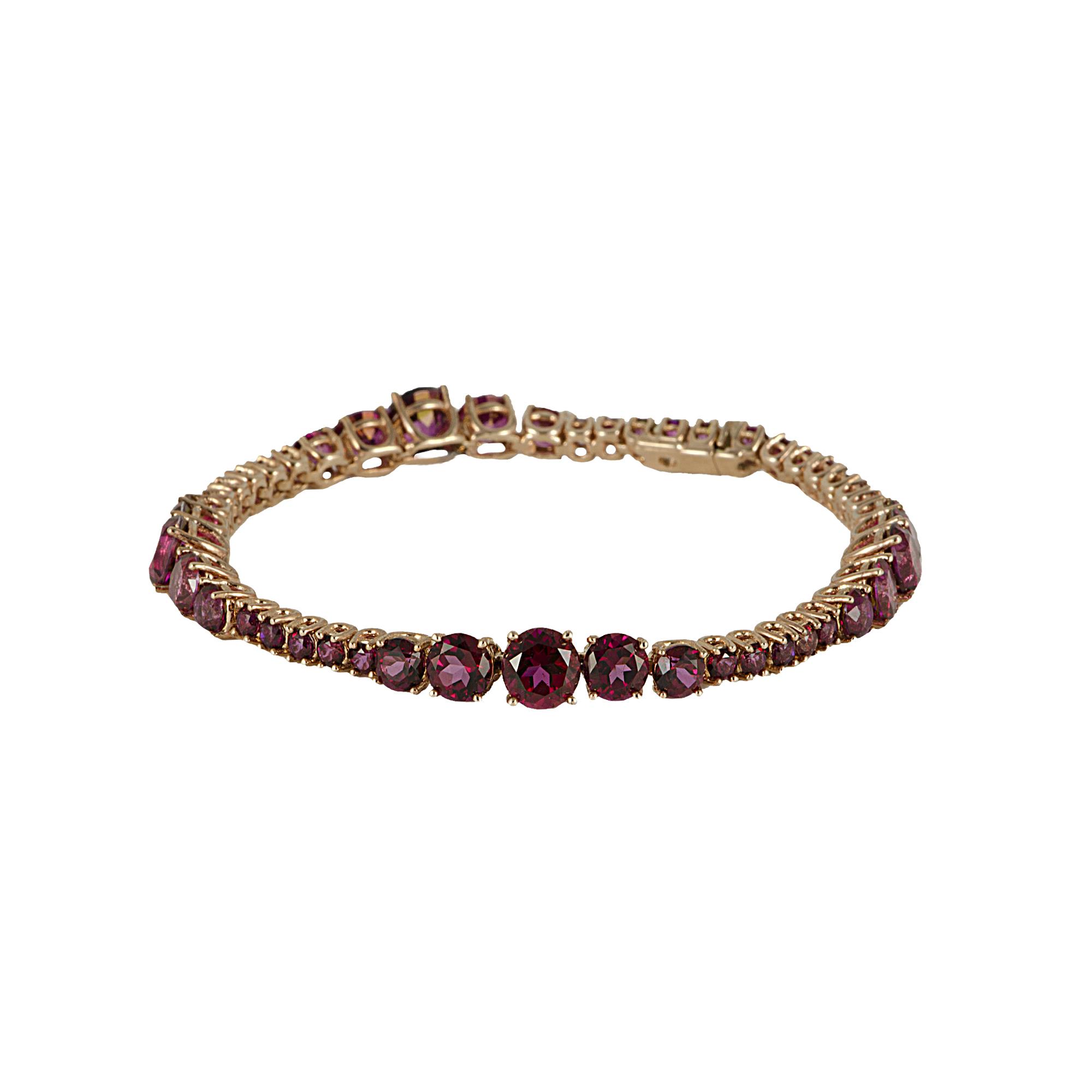 BRACCIALE TENNIS IN ORO ROSA 9KT E TOPAZIO ROSSO DEGRAD&Egrave; MIS 17,5CM - ROBERTO DEMEGLIO
