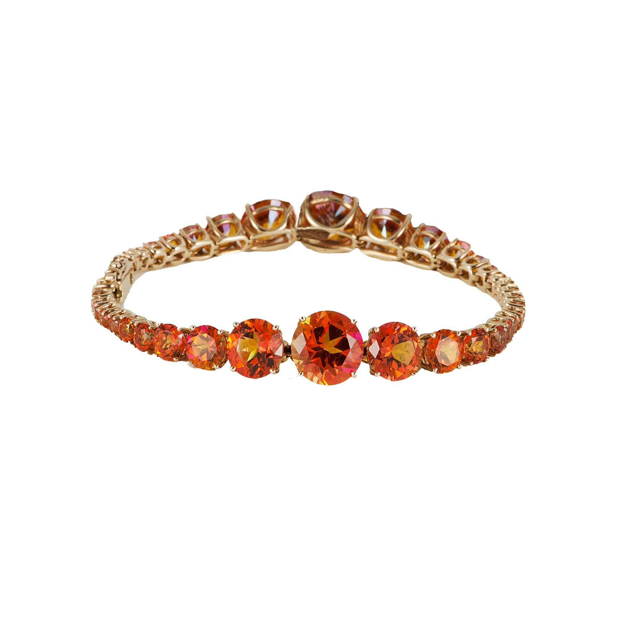 BRACCIALE TENNIS IN ORO ROSA 9KT E TOPAZIO ARANCIONE DEGRAD&Egrave; MIS 17CM - ROBERTO DEMEGLIO