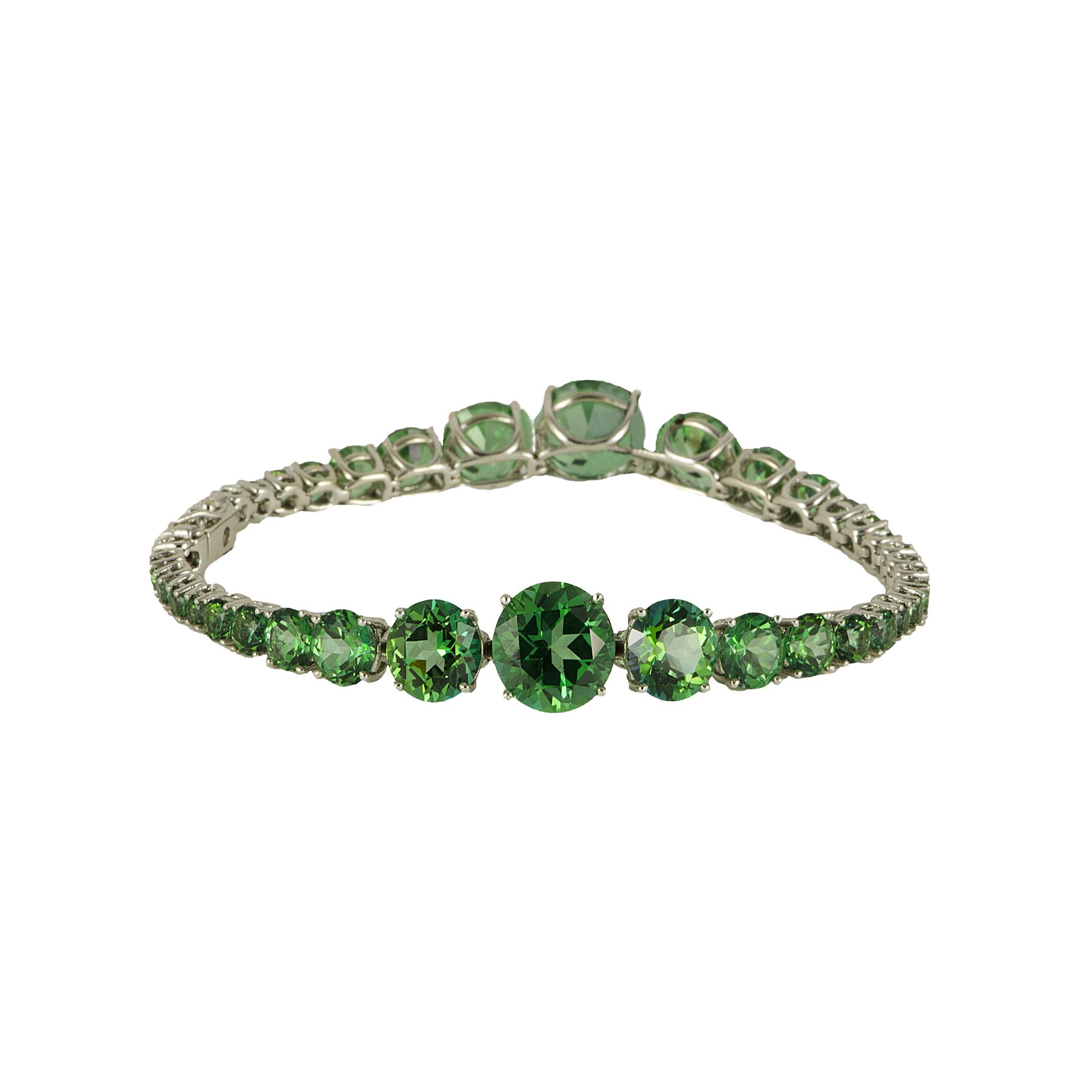 BRACCIALE TENNIS IN ORO BIANCO 9KT E TOPAZIO VERDE DEGRAD&Egrave; - ROBERTO DEMEGLIO