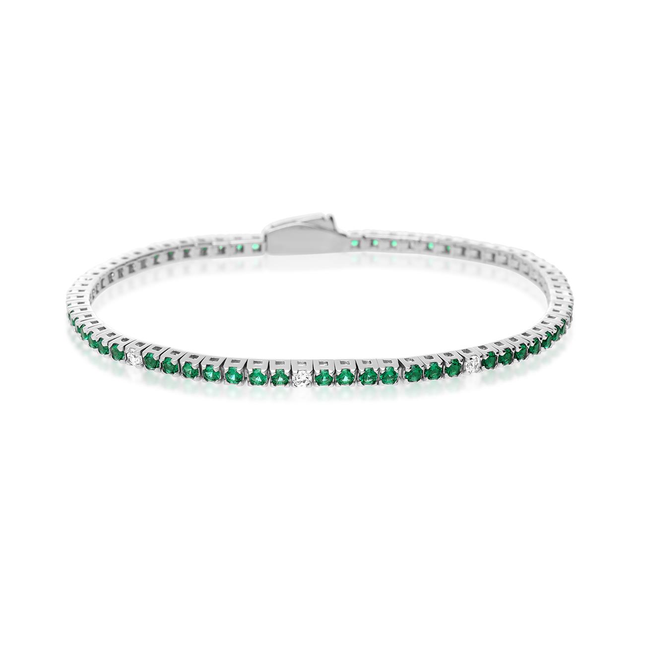 Tennis bracelet in silver and green and white zirconia - LUXURY MILANO
