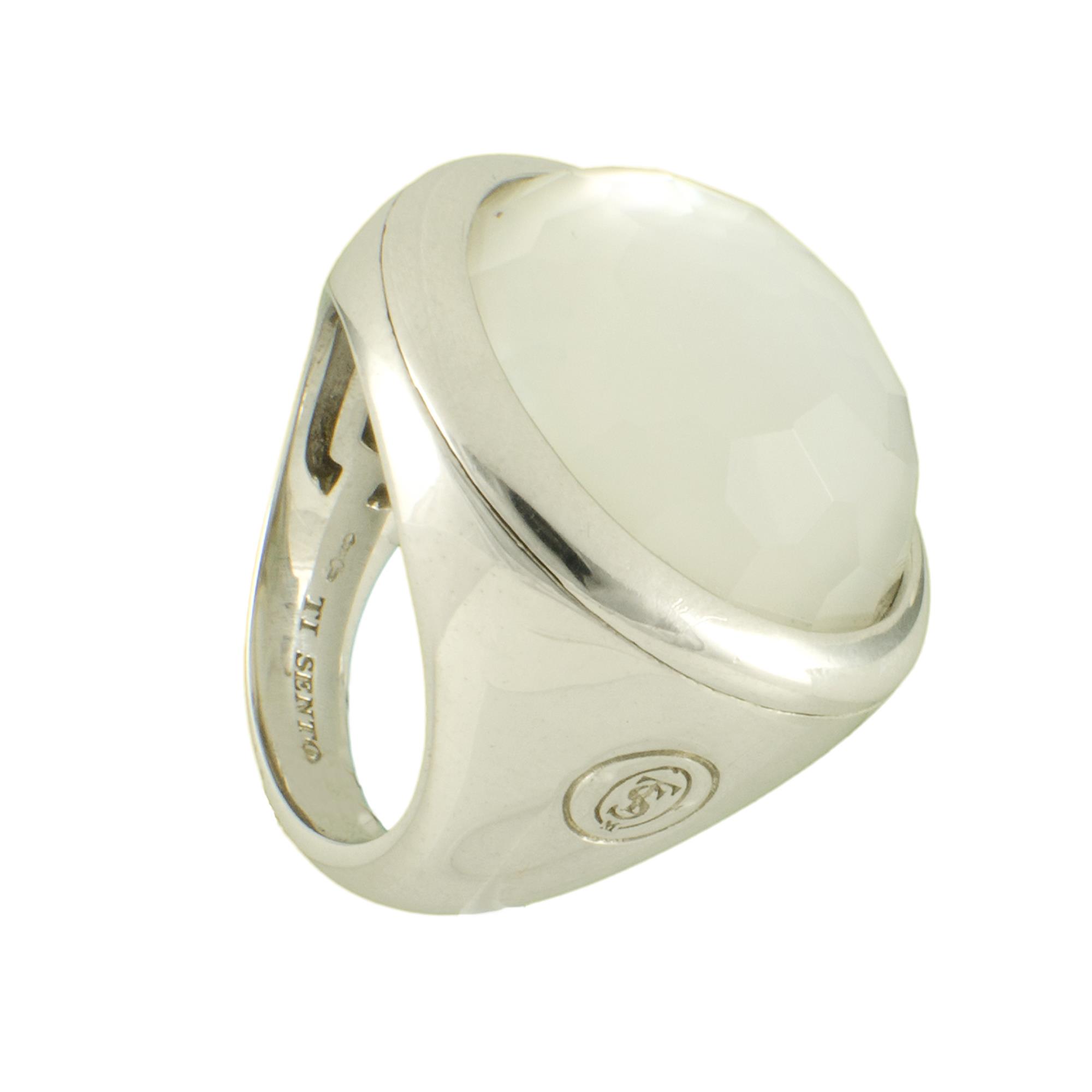 ANELLO IN ARGENTO E QUARZO IDROTERMALE BIANCO MIS 16 - TI SENTO