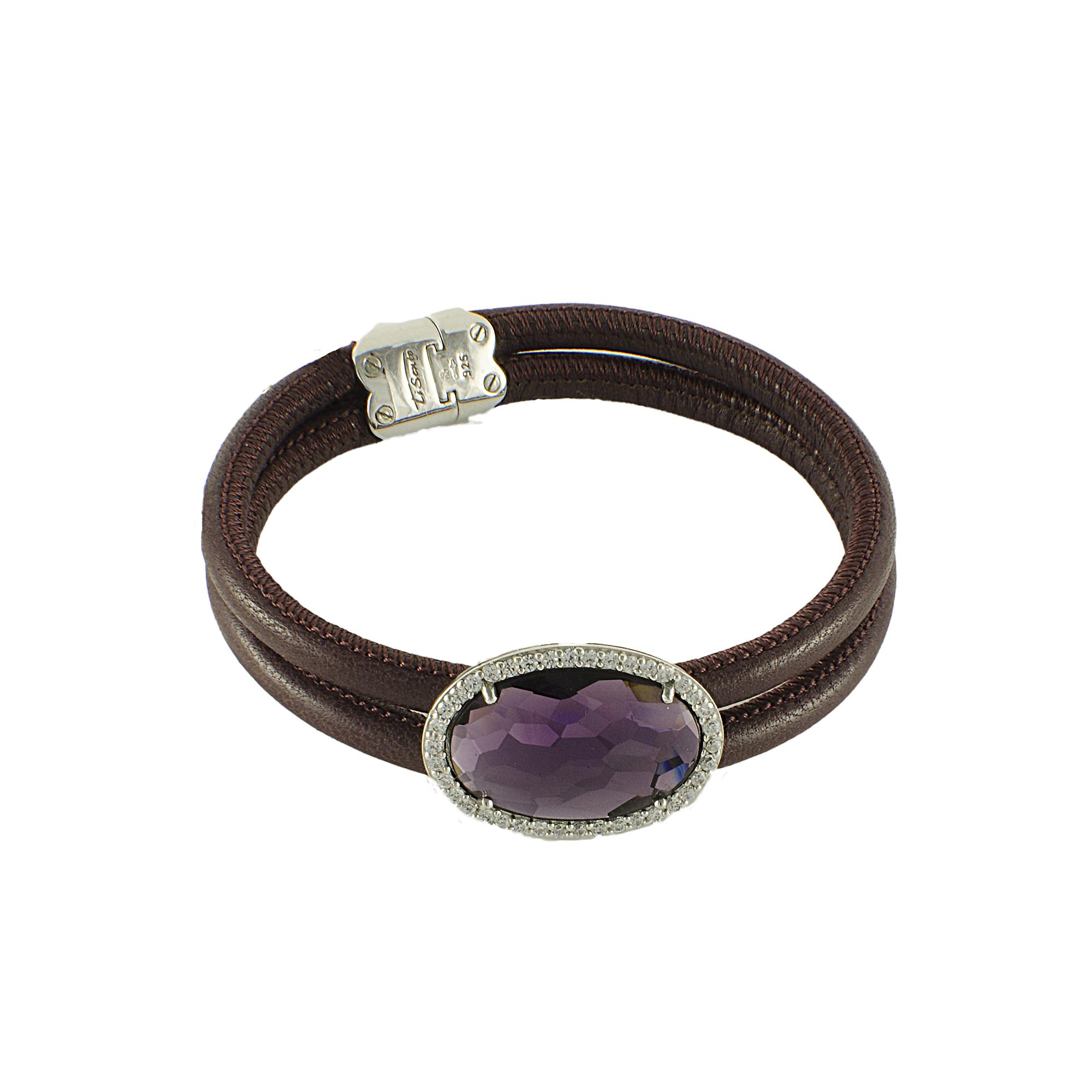 BRACCIALE IN ARGENTO 925 RODIATO E QUARZO IDROTERMALE - TI SENTO