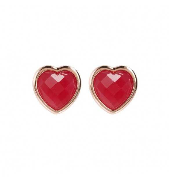 Lobe Heart Earrings in Natural Stone - BRONZALLURE