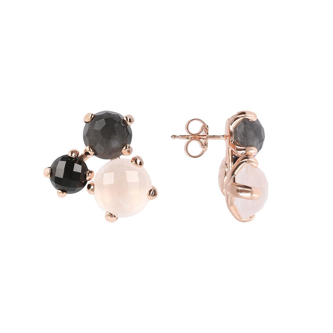 Earrings with quartz and onyx - BRONZALLURE