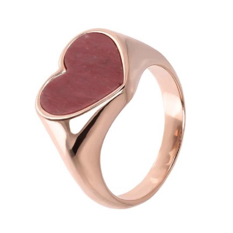 Chevalier Ring with Natural Stone Heart - BRONZALLURE
