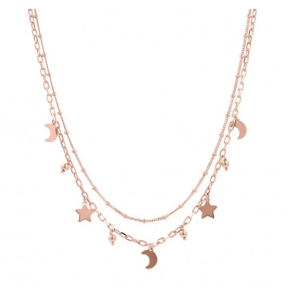 Multi-strand necklace with Star Moon and Sphere - BRONZALLURE