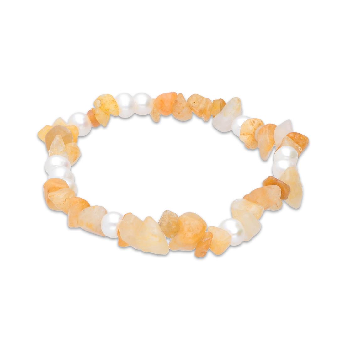 Bracelet with yellow jade and full water pearls - MAYUMI