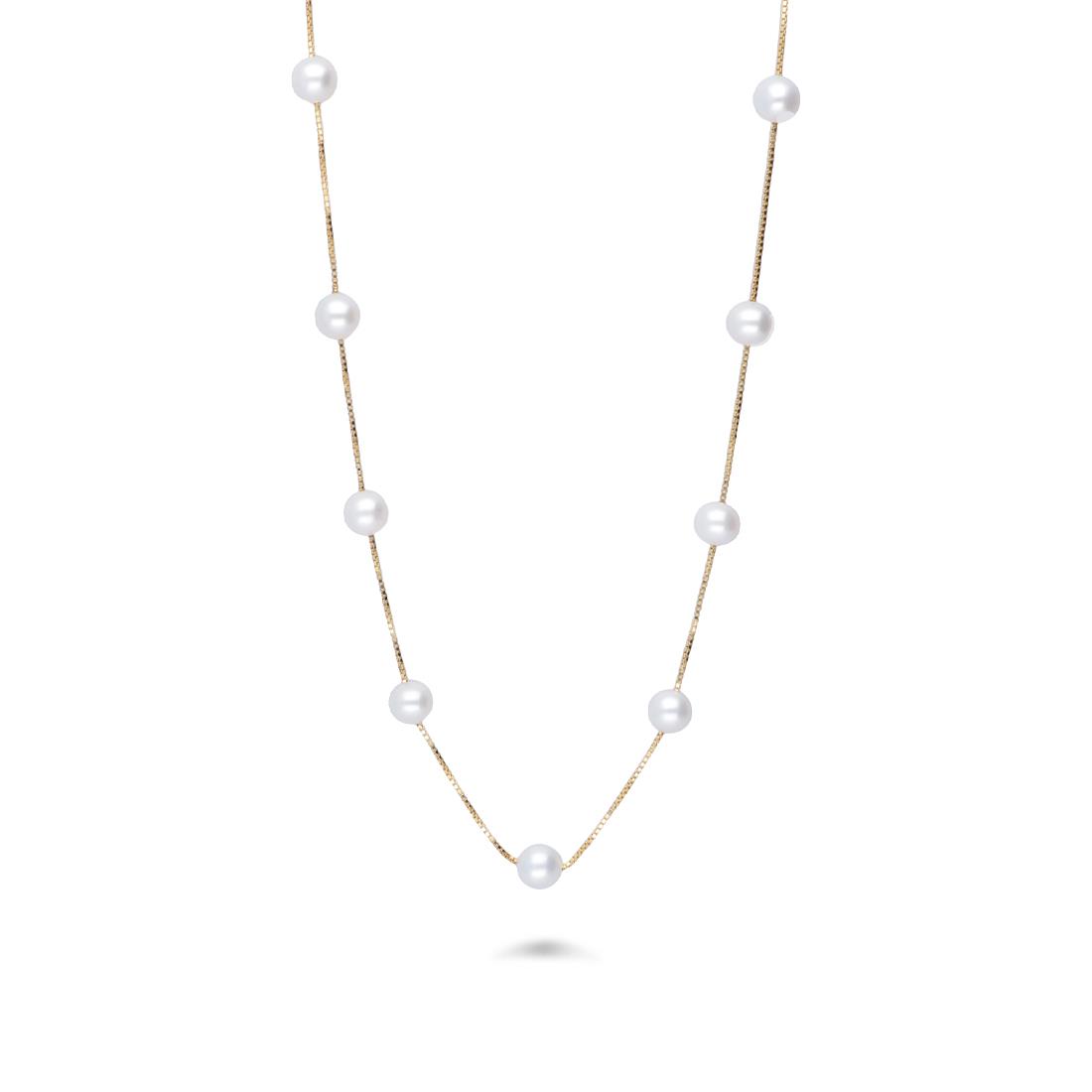 Golden silver necklace with fresh water pearls - MAYUMI