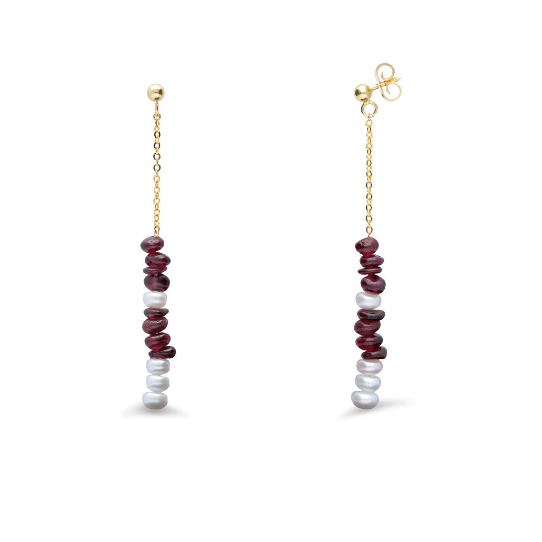 Orecchini in argento con granato e perle - MAYUMI