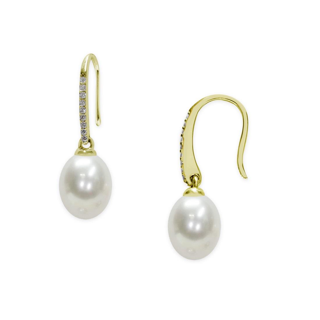 Pendientes colgantes con perlas y circonitas - MAYUMI