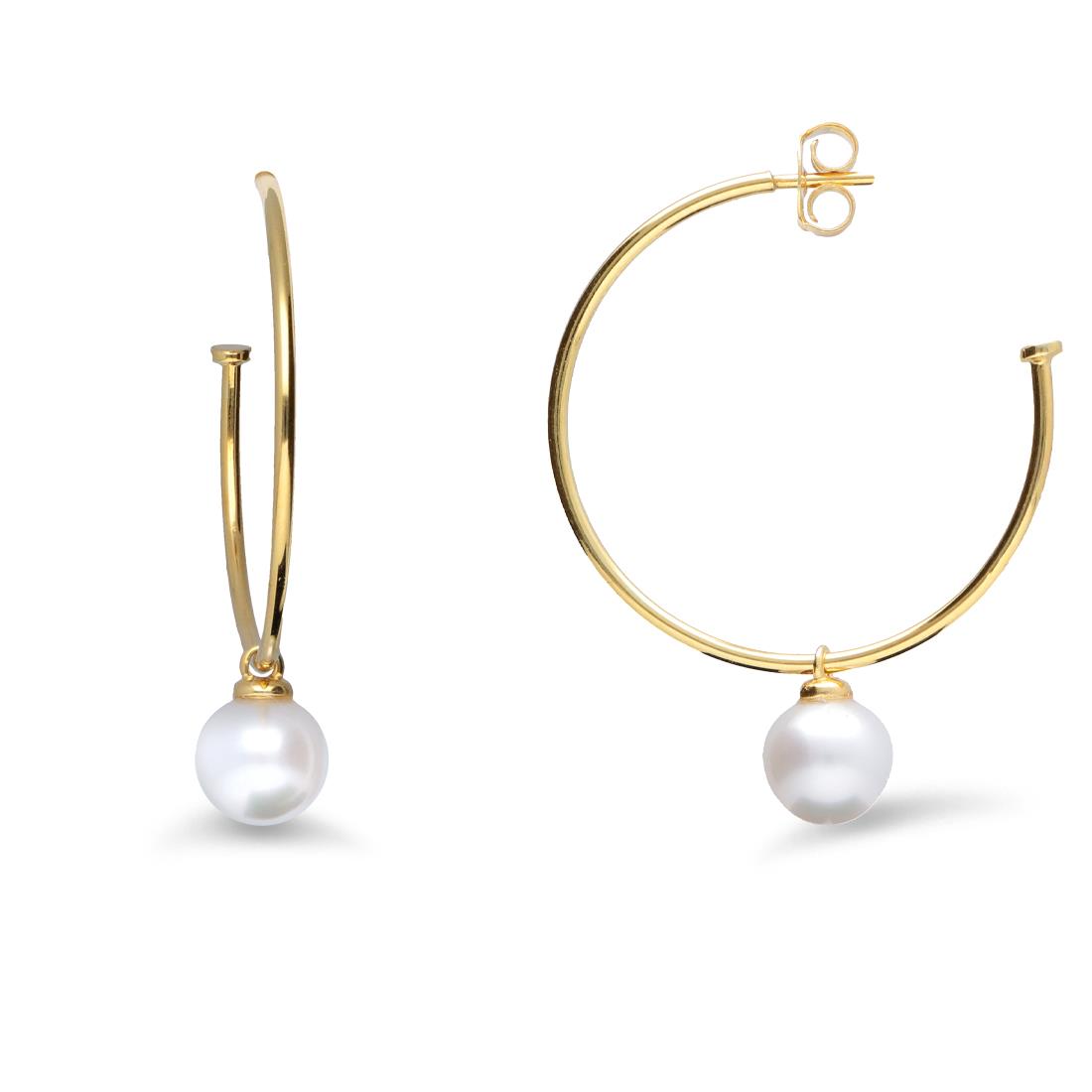 Hoop earrings with fresh water pearl - MAYUMI