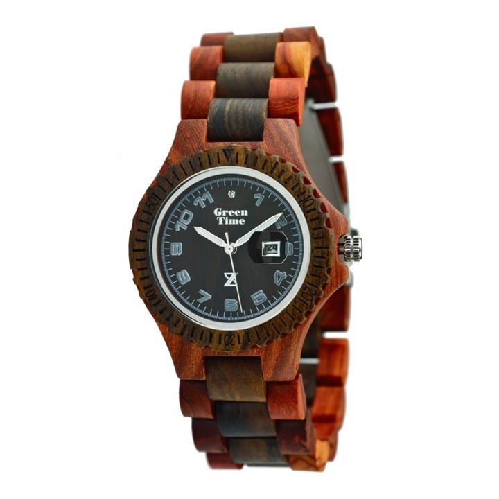 Wooden watch, 36 mm case - GREEN TIME