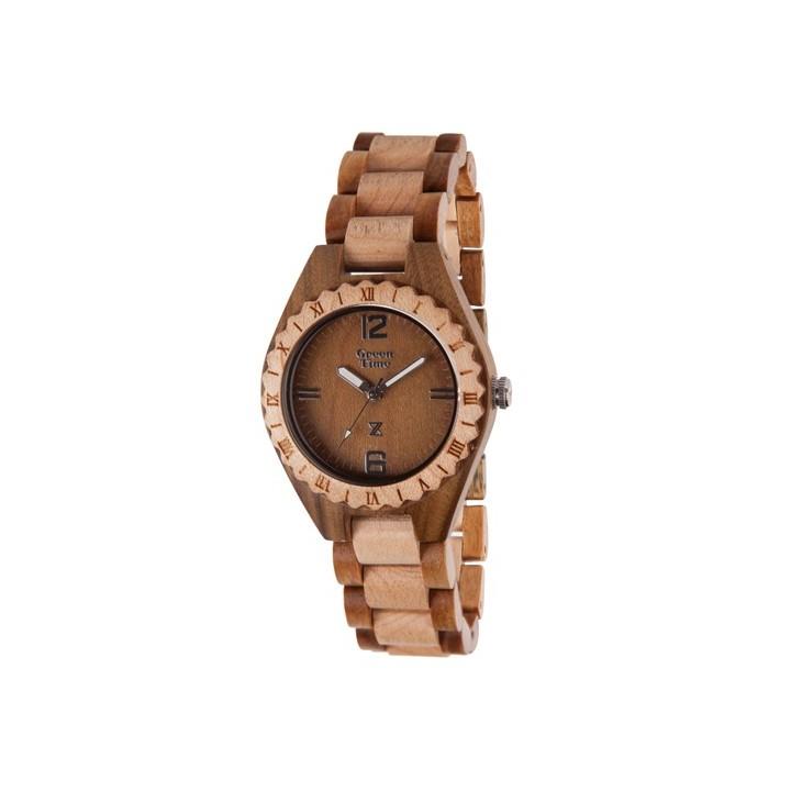 Unisex two-tone wooden watch, 35 mm case - GREEN TIME