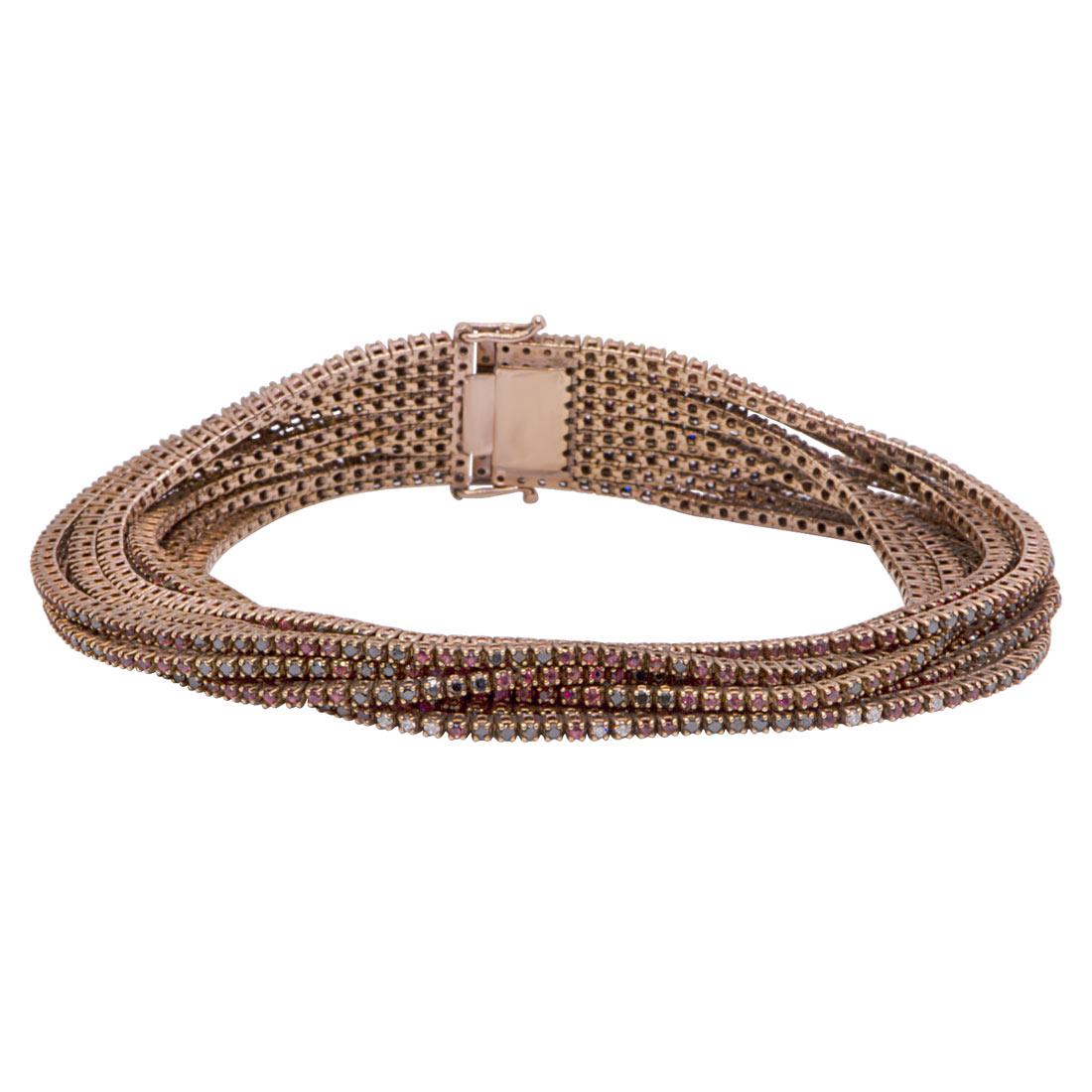 pulsera tennis 9 filas en oro rosa con diamantes - ORO&CO