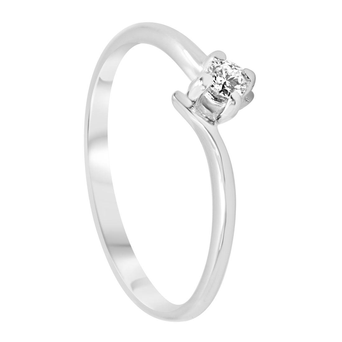 Anello Oro & Co, solitario in oro bianco con diamanti mis 13 - ORO&CO