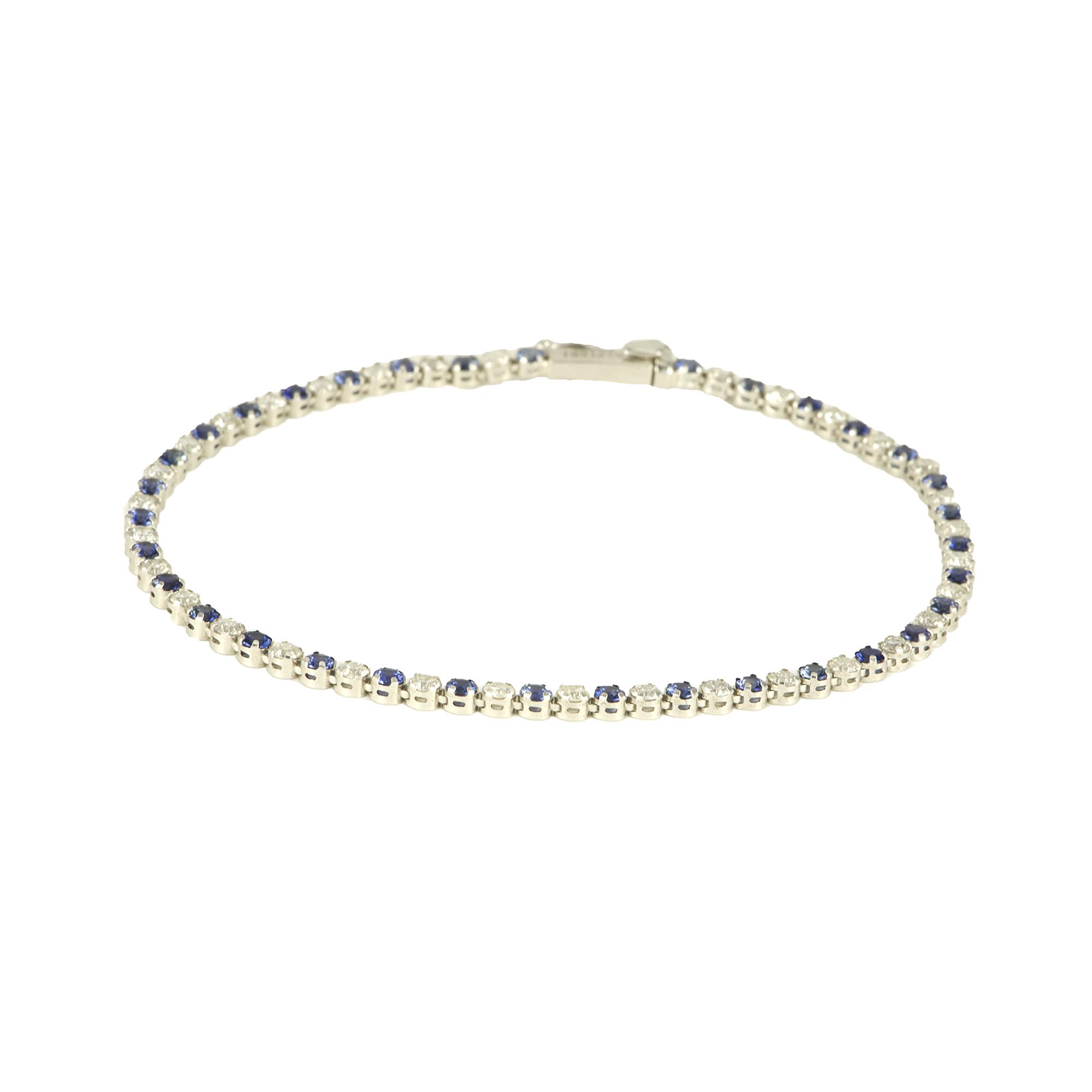 BRACCIALE TENNIS IN ORO BIANCO CON ZAFFIRI E DIAMANTI CT 1,20 - ALFIERI & ST. JOHN