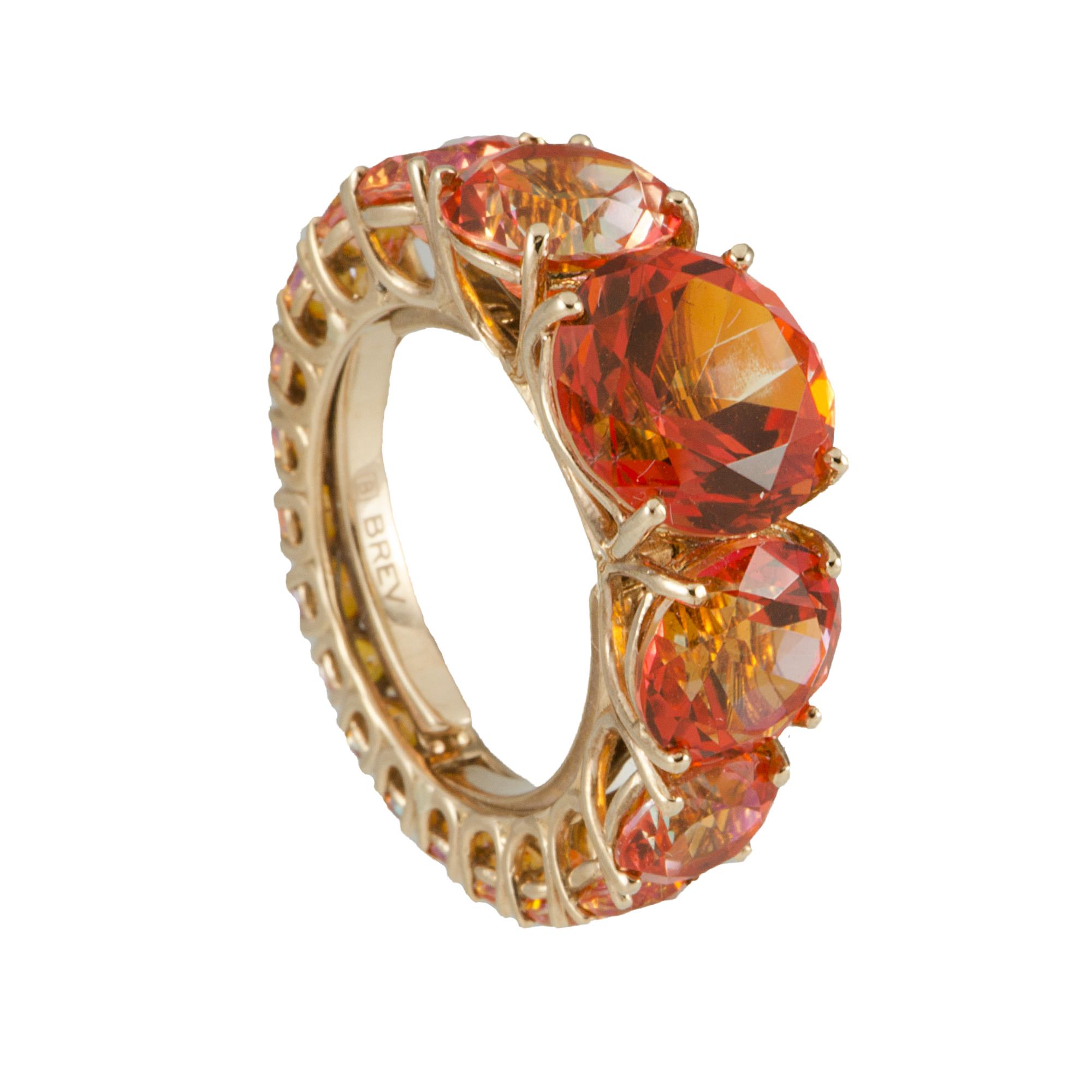 ANELLO IN ORO ROSA 9KT E TOPAZI ARANCIONI MIS 14 - ROBERTO DEMEGLIO